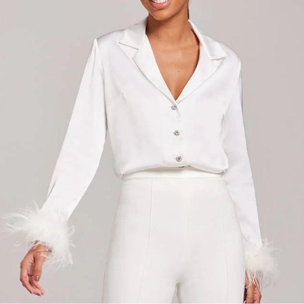 Nadine Merabi Taylor Feather Blouse